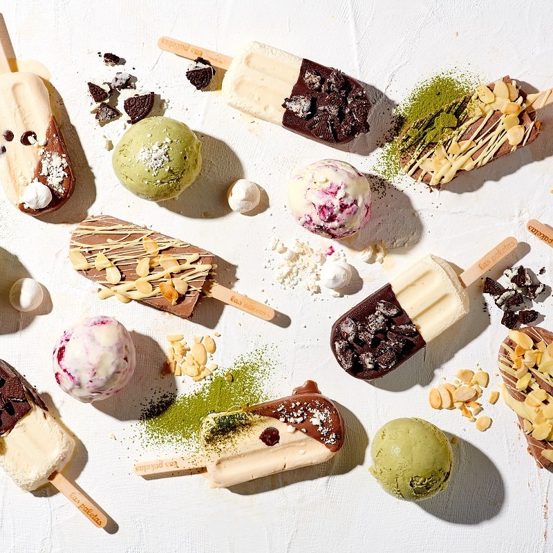 various Ice cream scoops and gourmet ice cream lollies by Las Paletas in Cape Town